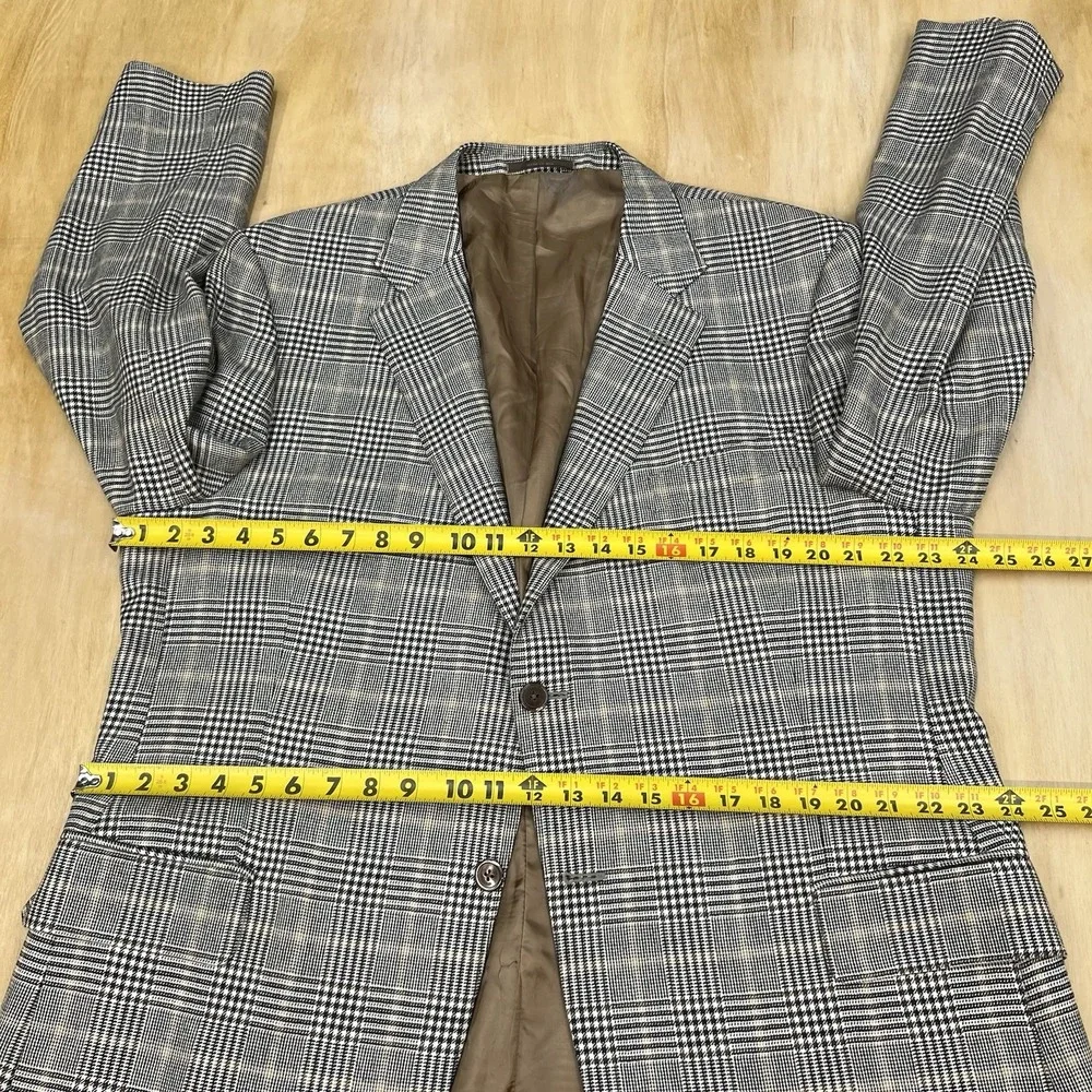 John W. Nordstrom Cashmere Blazer Jacket Sport Coat Mens 46R Cream/Brown/Black